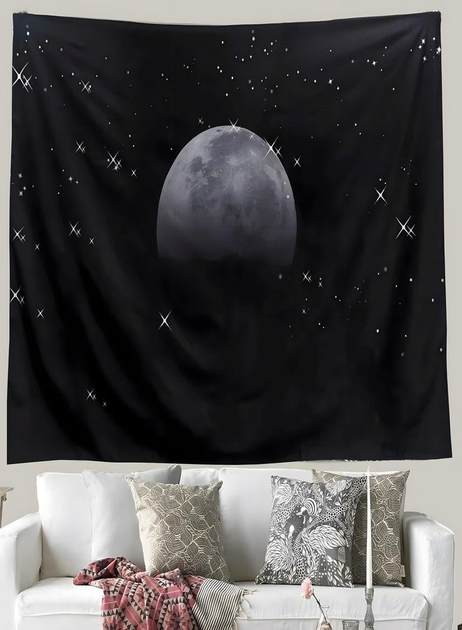 TUGCAY Moon Tapestry Black Tapestry Starry Night Sky Stars Tapestries Wall Hanging for Bedroom College Dorm Living Room Aesthetic Decoration(60x40 Inch) - Image 5